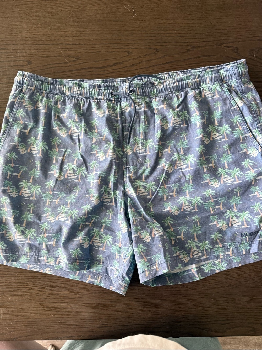 Mugsy xxl Cabo’s Men's Blue Palm-Print Swim Trunks